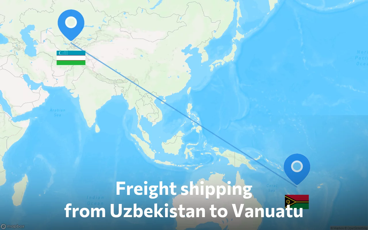 Shipping route from Uzbekistan to Vanuatu