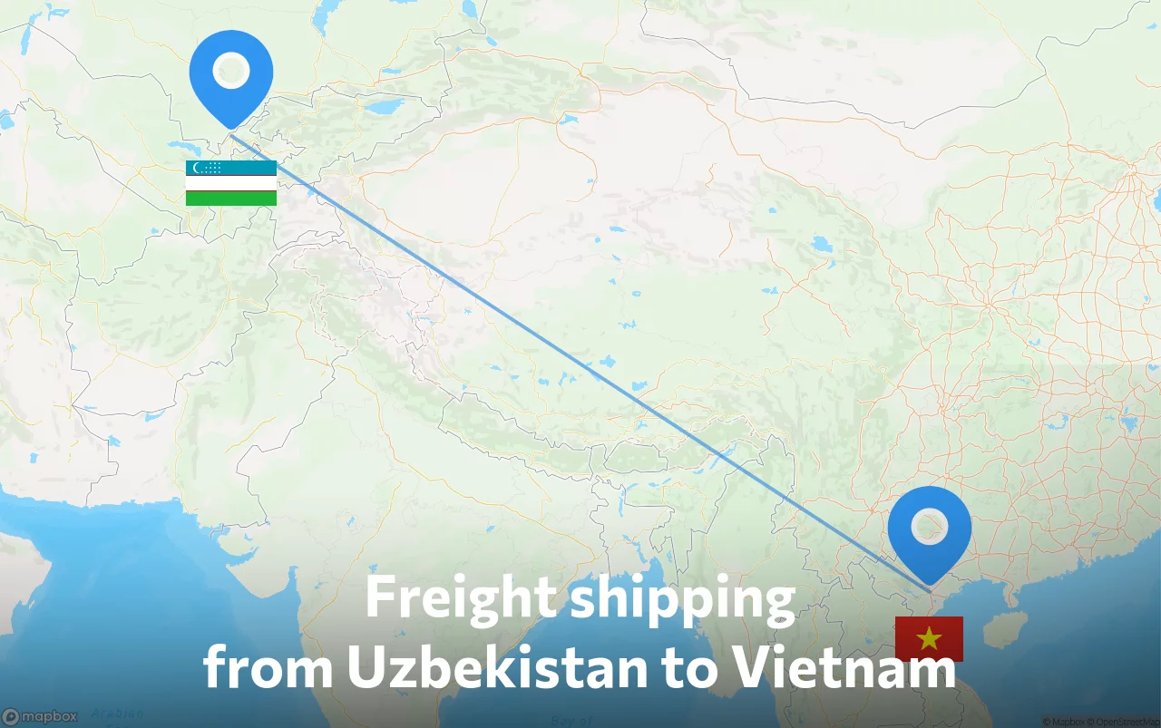 Shipping route from Uzbekistan to Vietnam