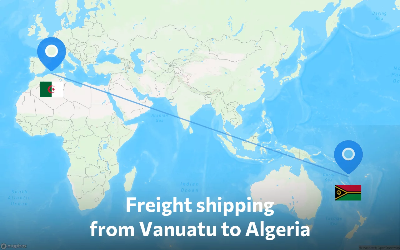 Shipping route from Vanuatu to Algeria