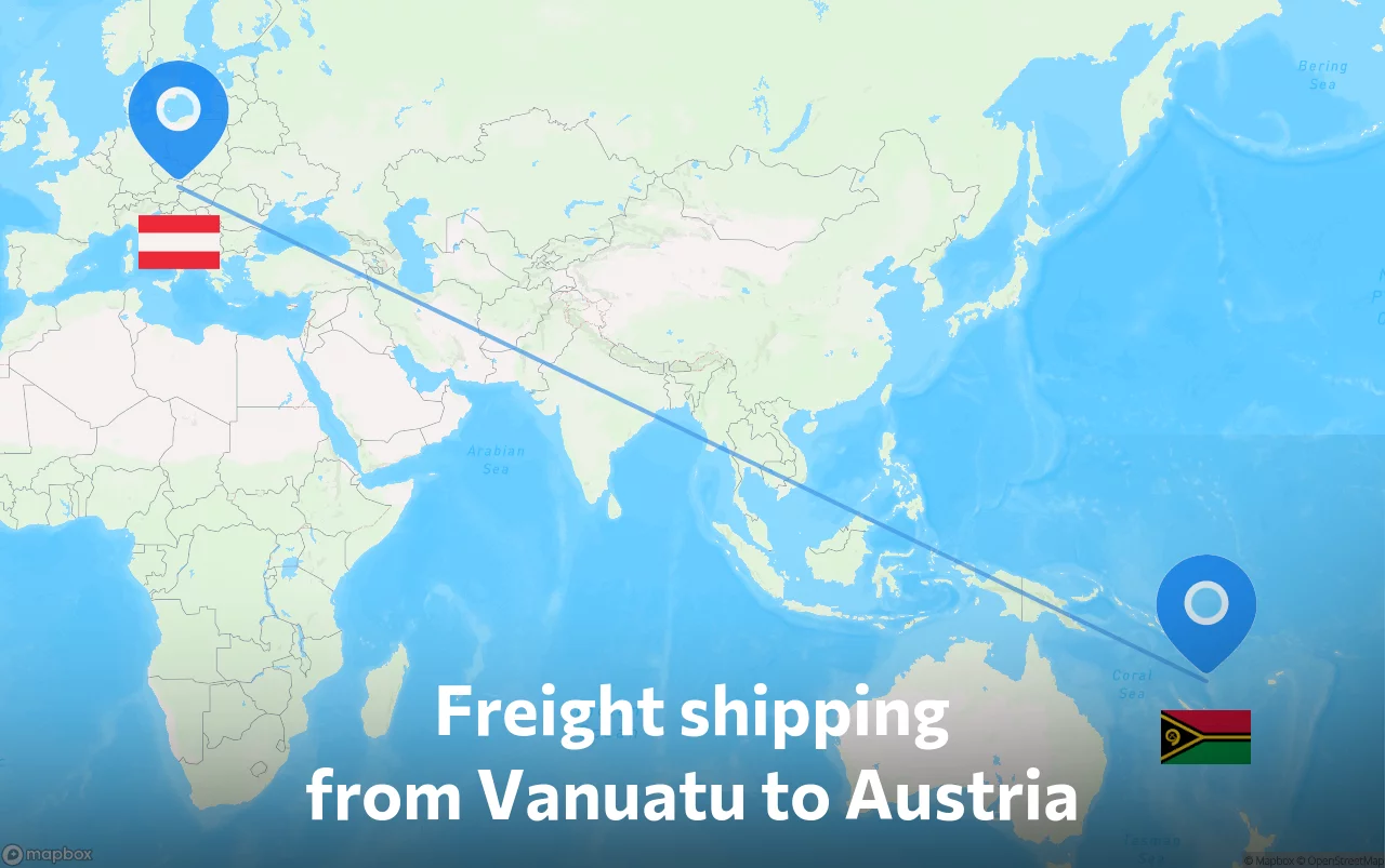 Shipping route from Vanuatu to Austria