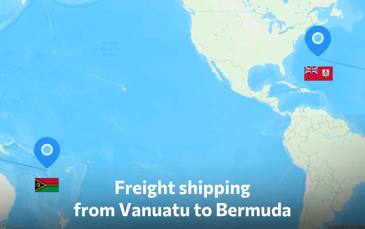 Shipping route from Vanuatu to Bermuda