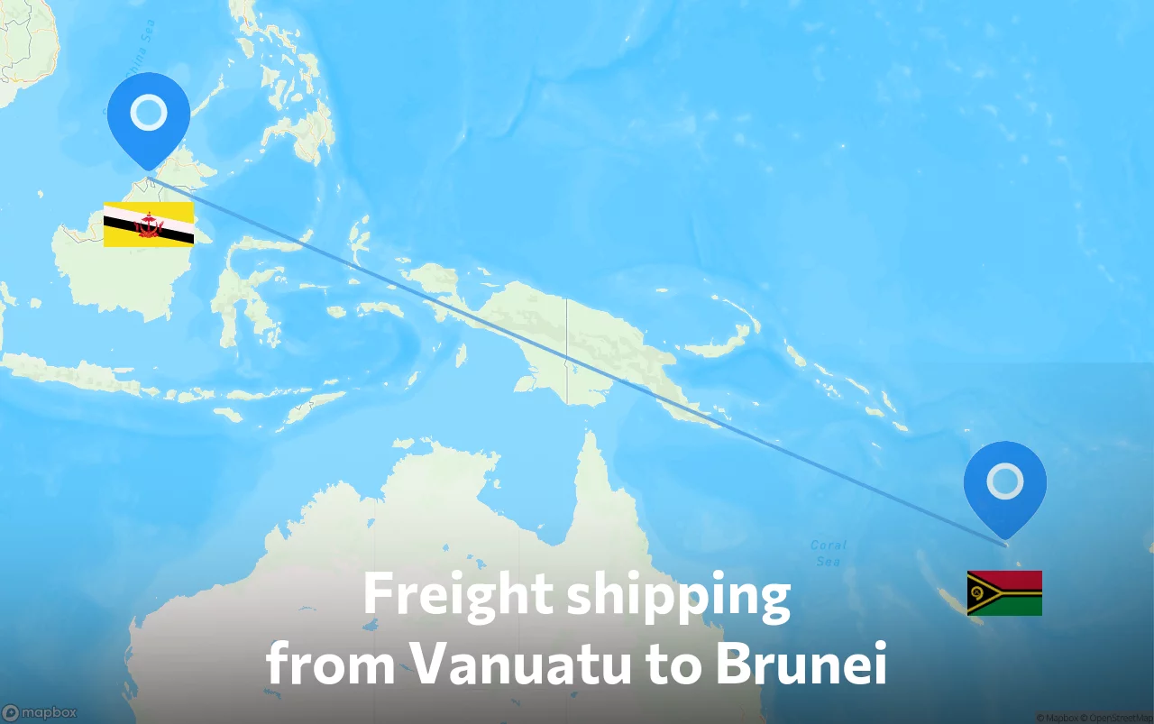 Shipping route from Vanuatu to Brunei