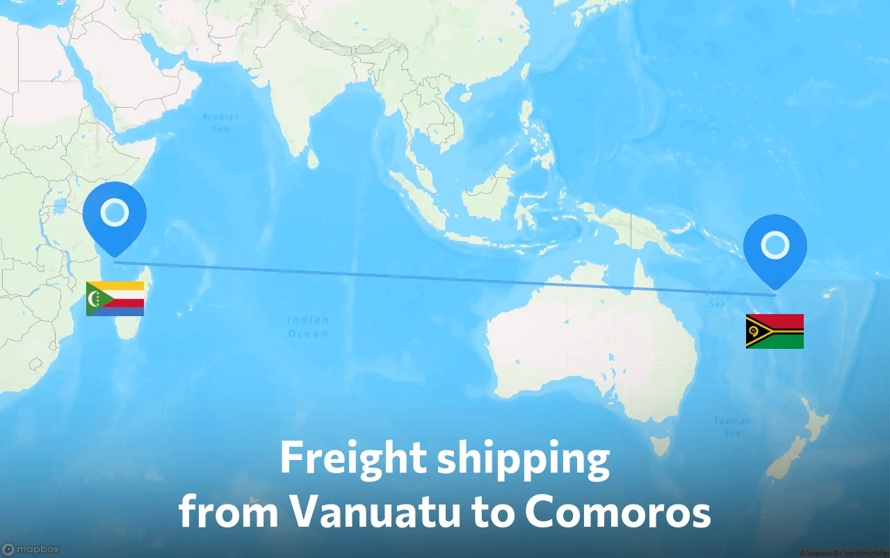 Shipping route from Vanuatu to Comoros