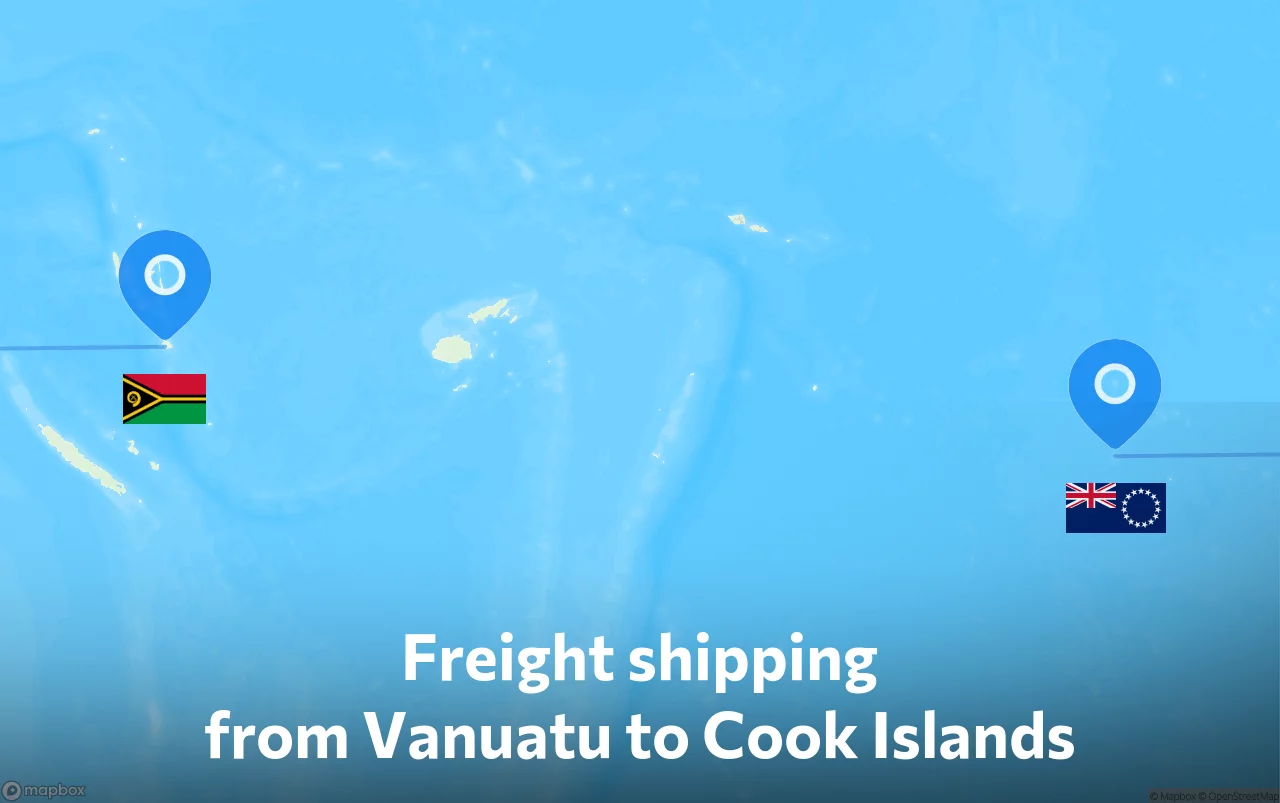 Shipping route from Vanuatu to Cook Islands
