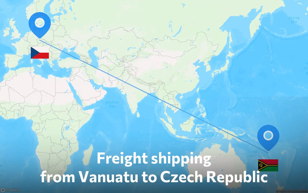 Shipping route from Vanuatu to Czech Republic