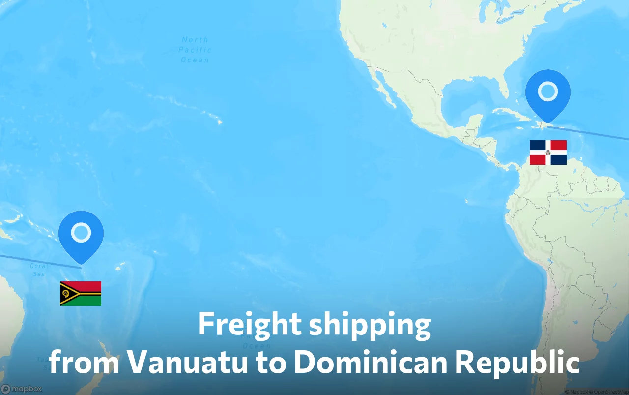 Shipping route from Vanuatu to Dominican Republic
