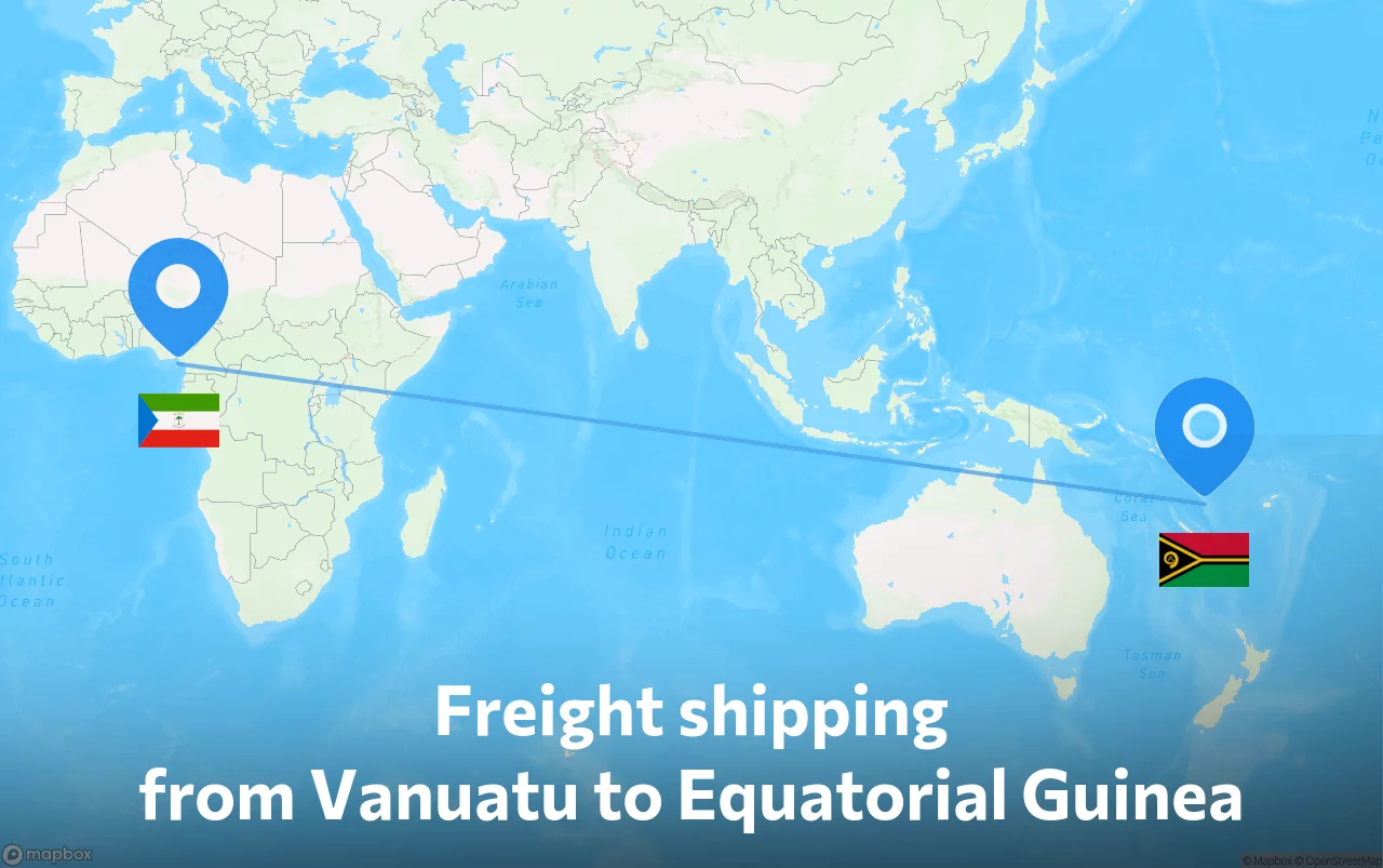 Shipping route from Vanuatu to Equatorial Guinea