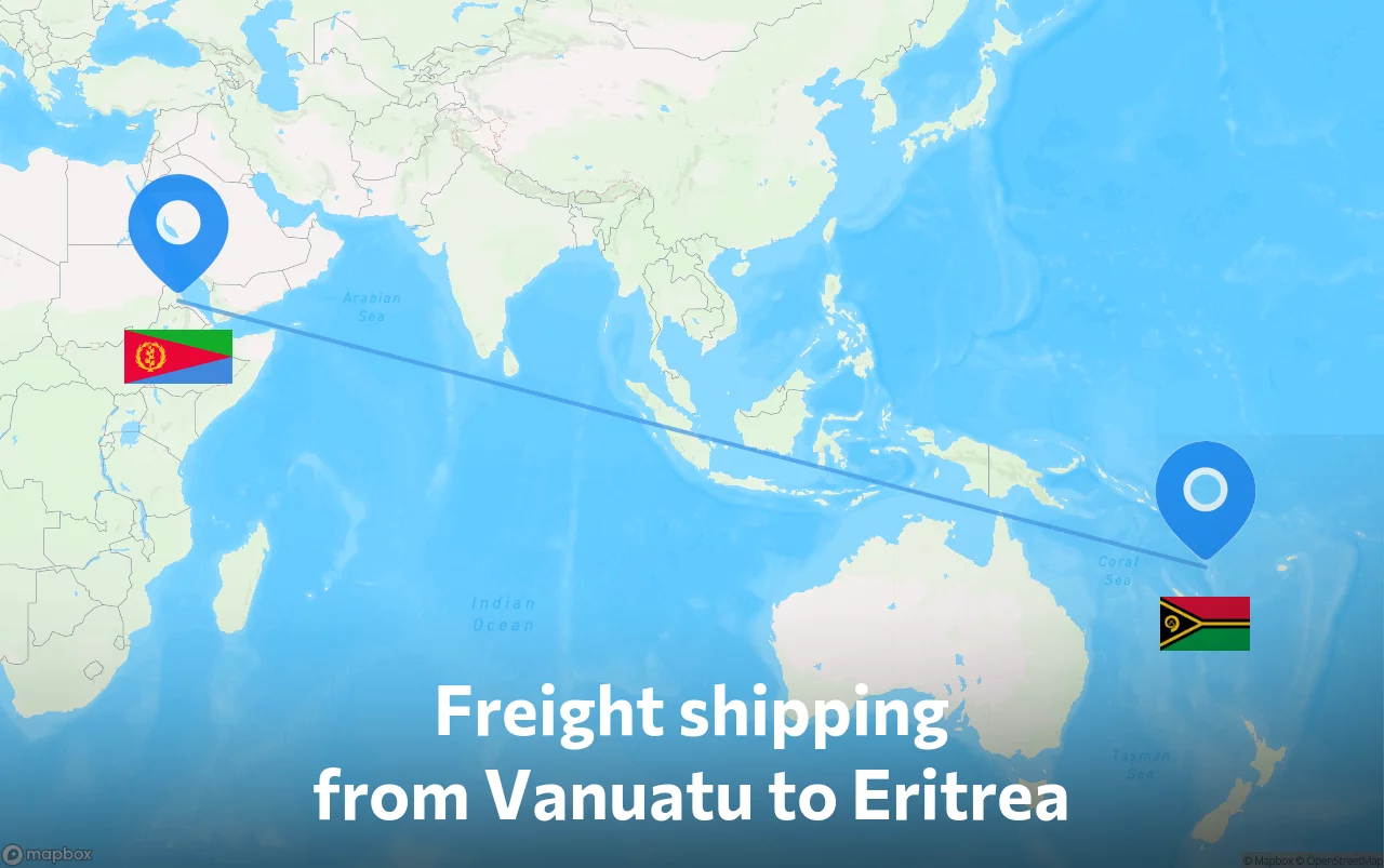 Shipping route from Vanuatu to Eritrea