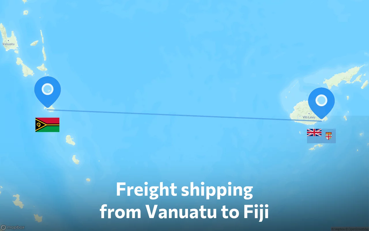 Shipping route from Vanuatu to Fiji