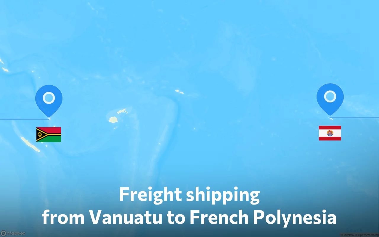 Shipping route from Vanuatu to French Polynesia