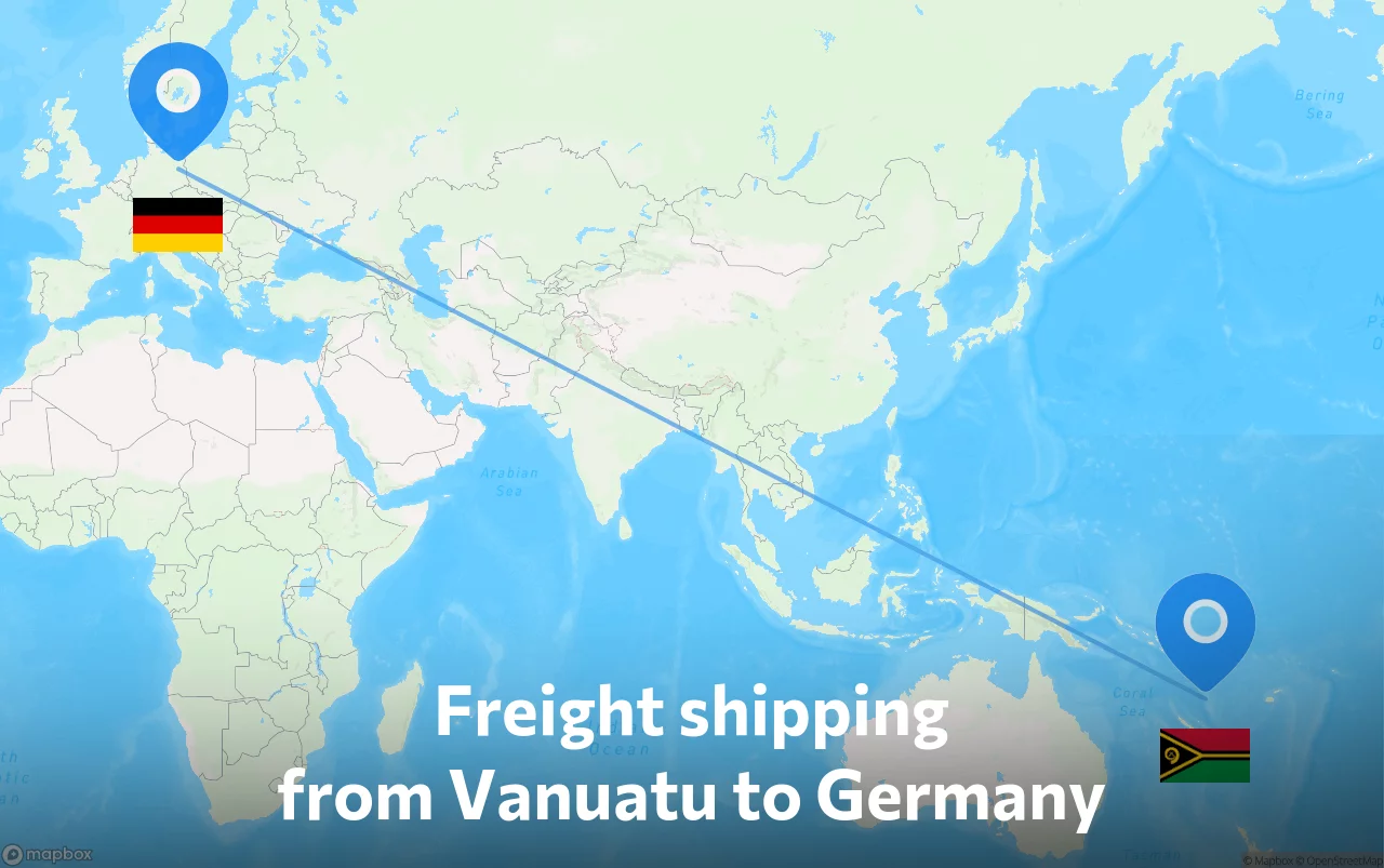 Shipping route from Vanuatu to Germany