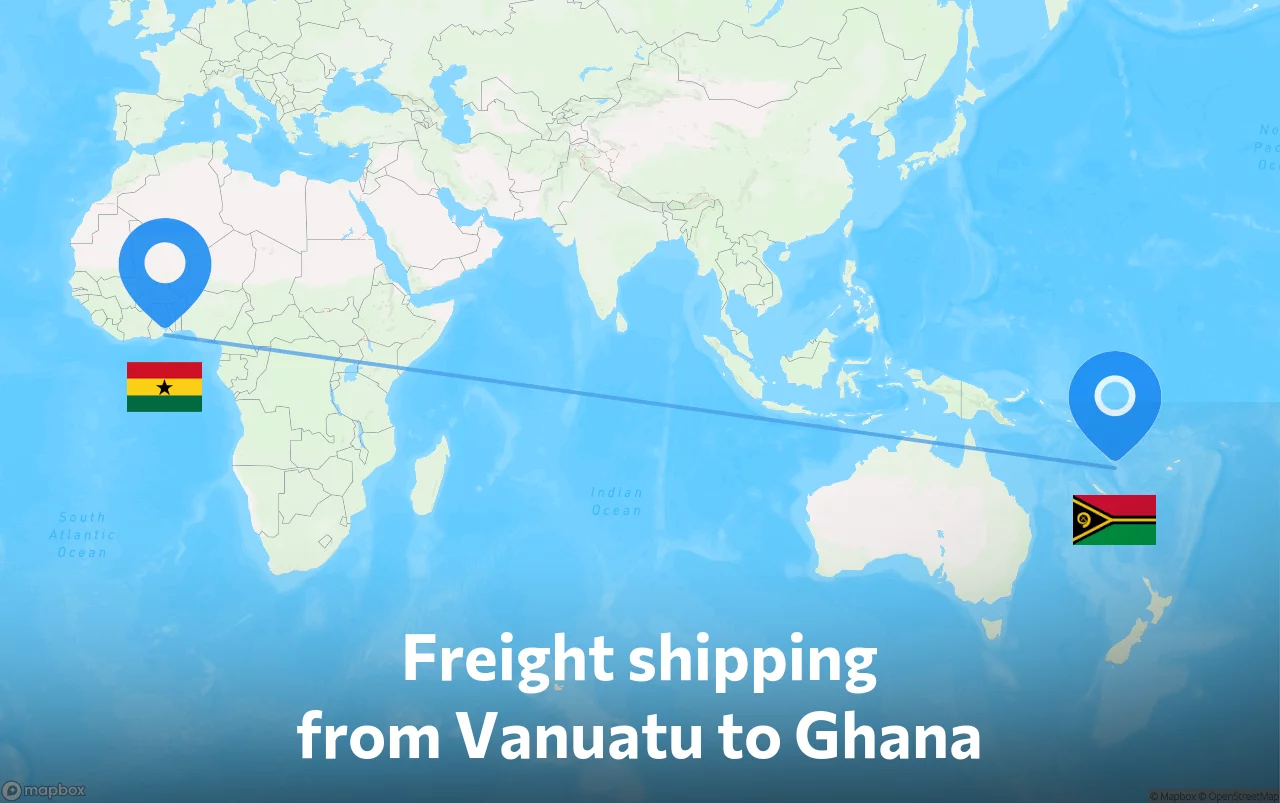 Shipping route from Vanuatu to Ghana