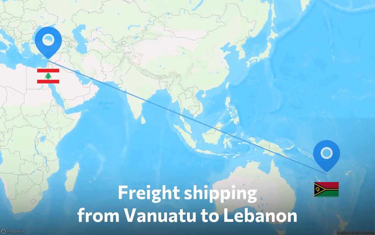 Shipping route from Vanuatu to Lebanon