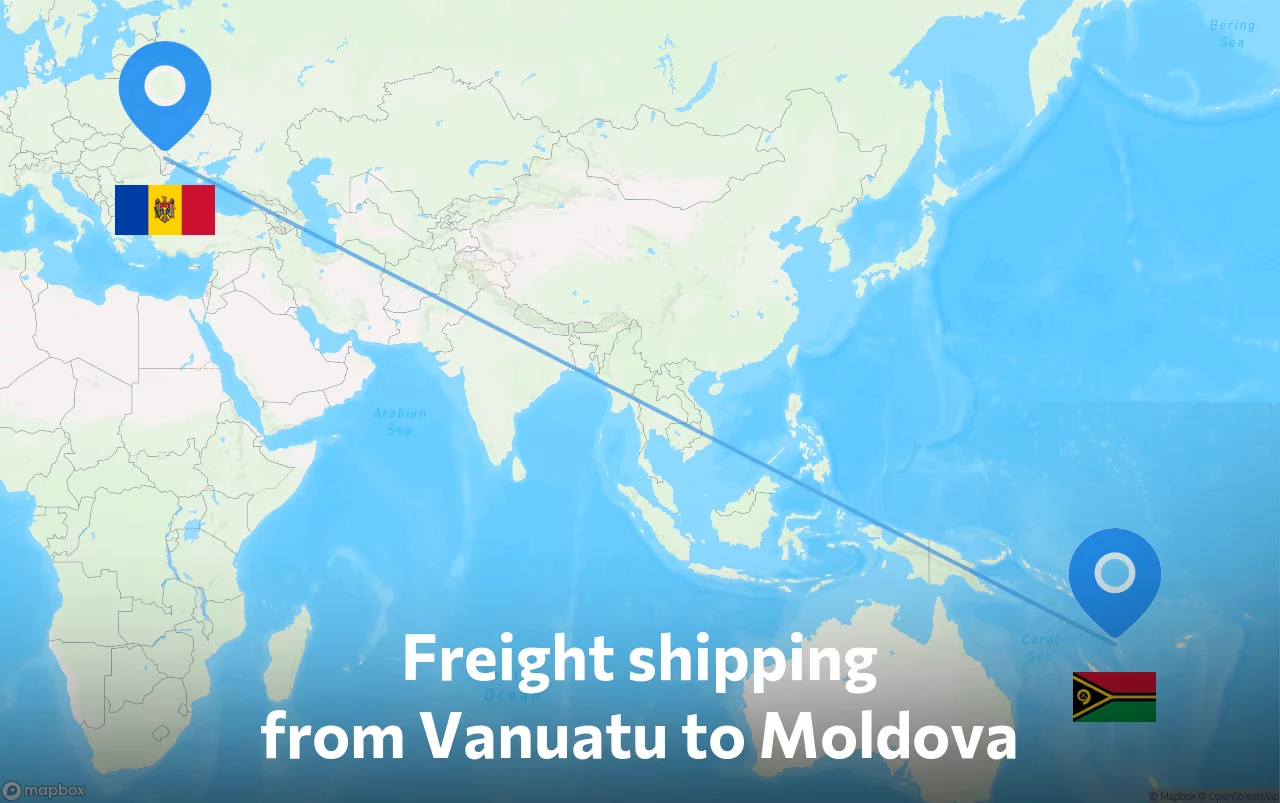 Shipping route from Vanuatu to Moldova