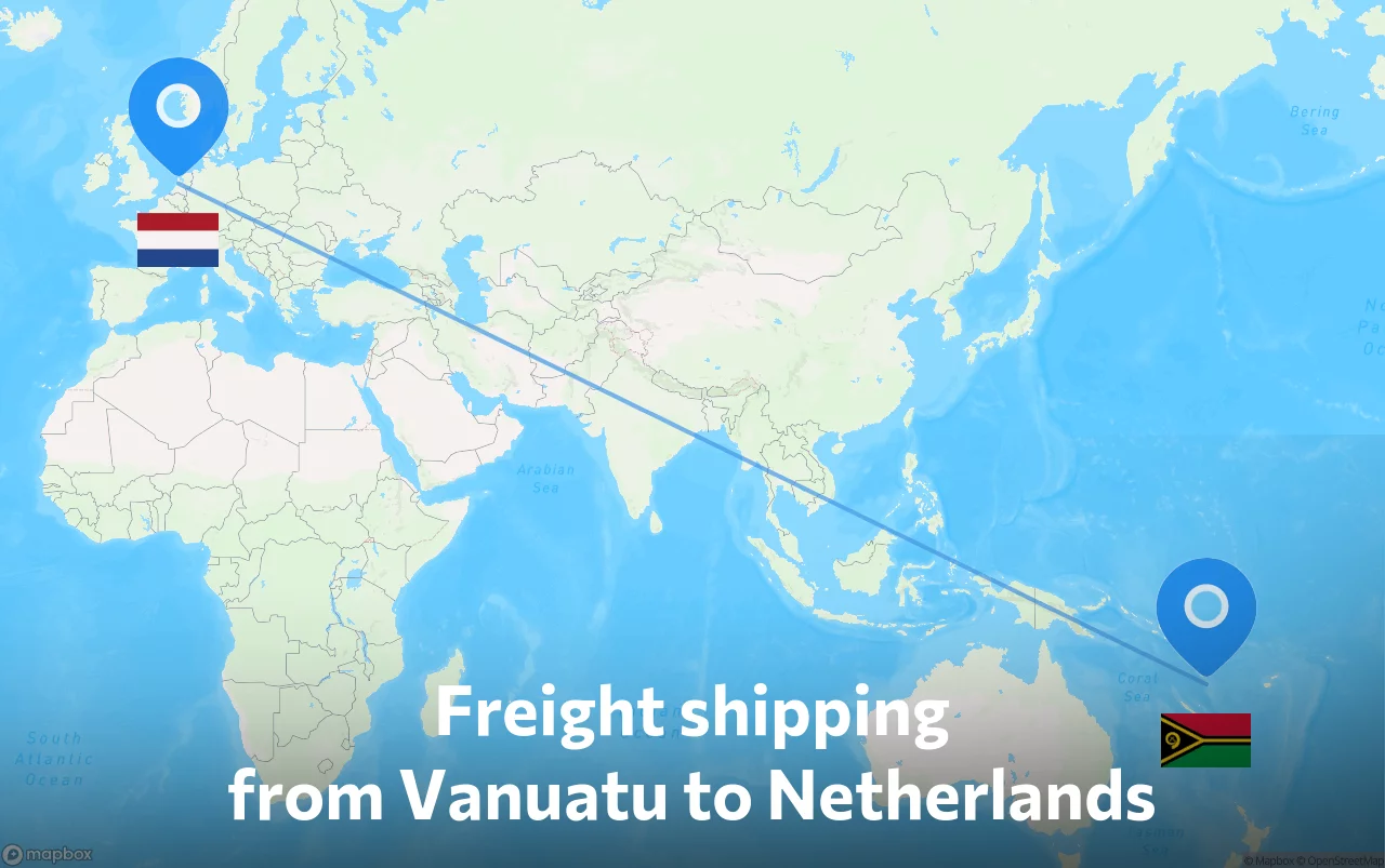 Shipping route from Vanuatu to Netherlands