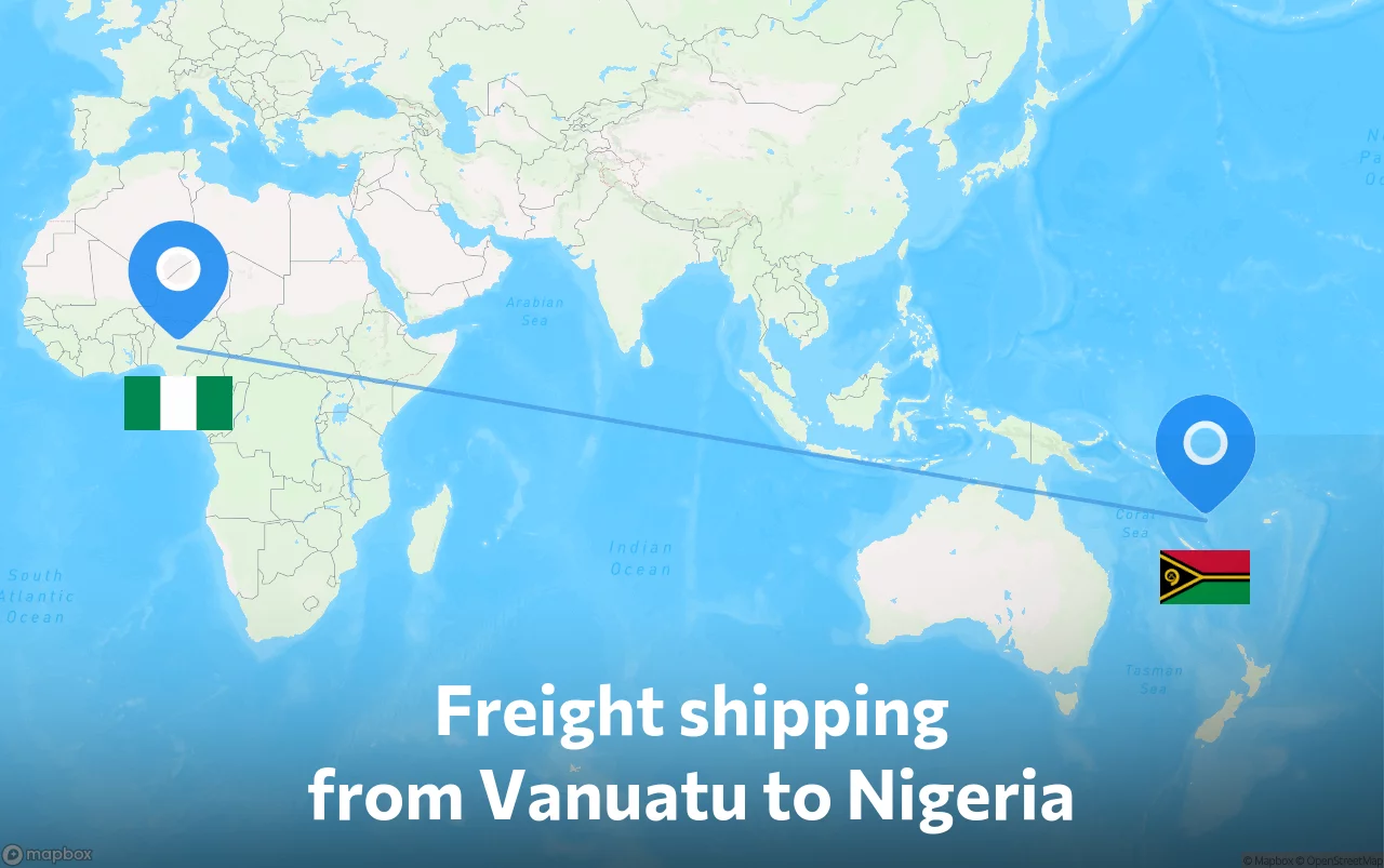 Shipping route from Vanuatu to Nigeria