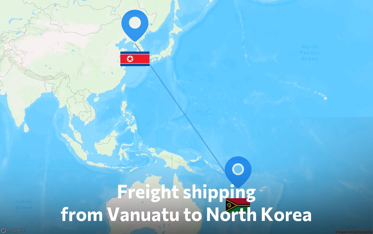 Shipping route from Vanuatu to North Korea