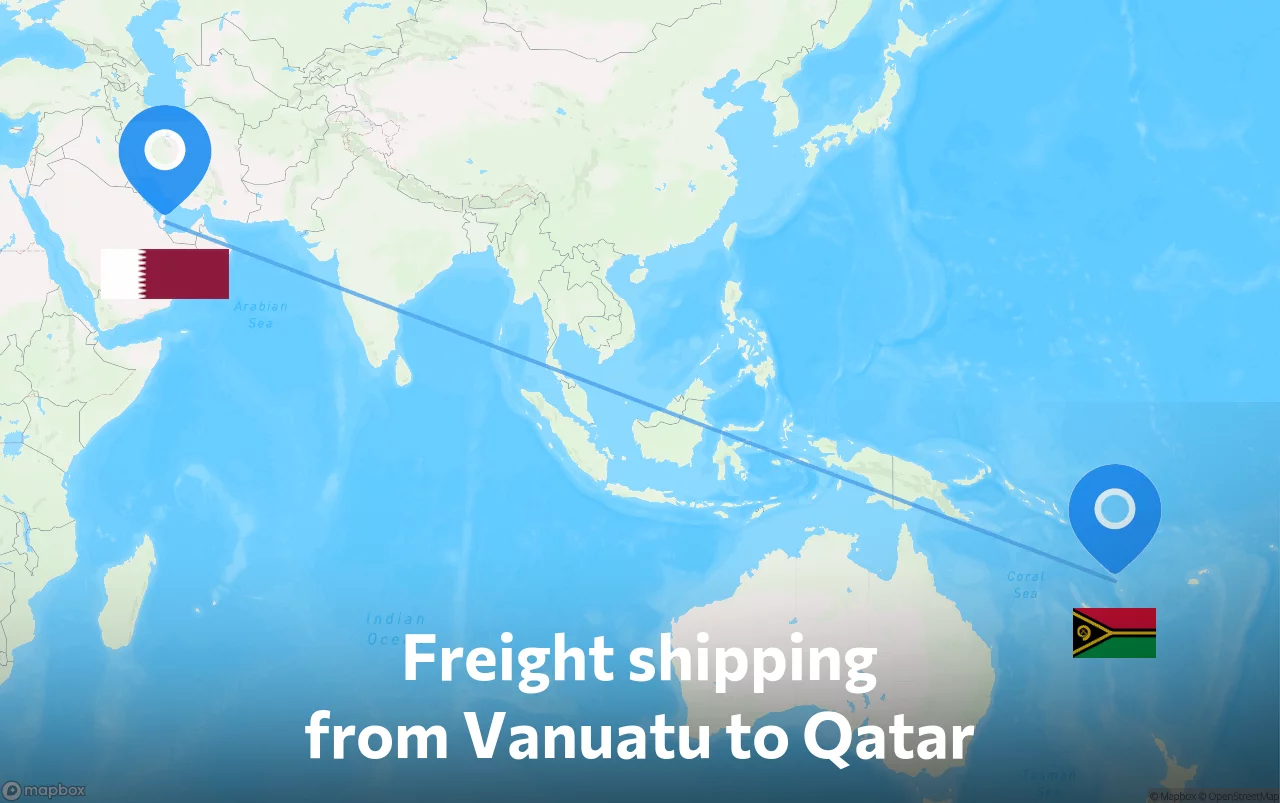 Shipping route from Vanuatu to Qatar