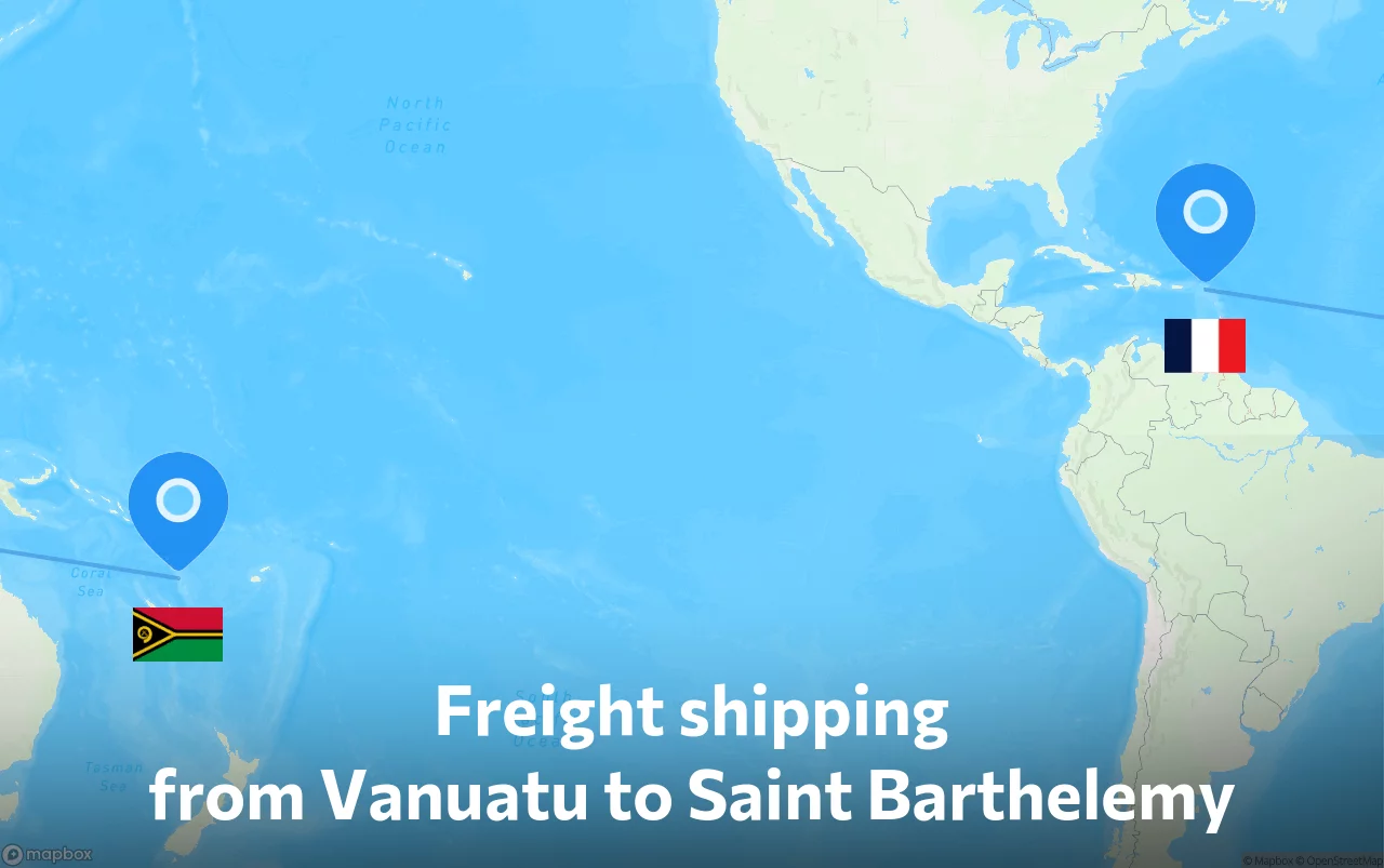 Shipping route from Vanuatu to Saint Barthelemy