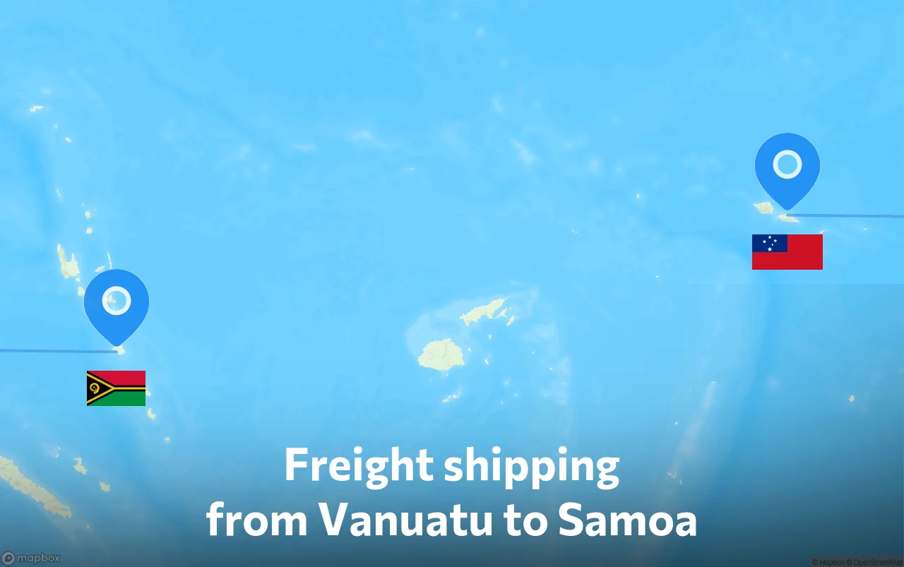 Shipping route from Vanuatu to Samoa