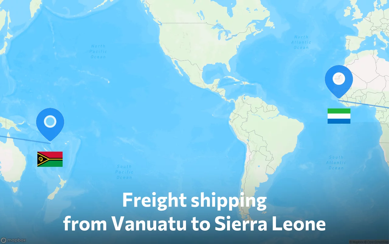 Shipping route from Vanuatu to Sierra Leone