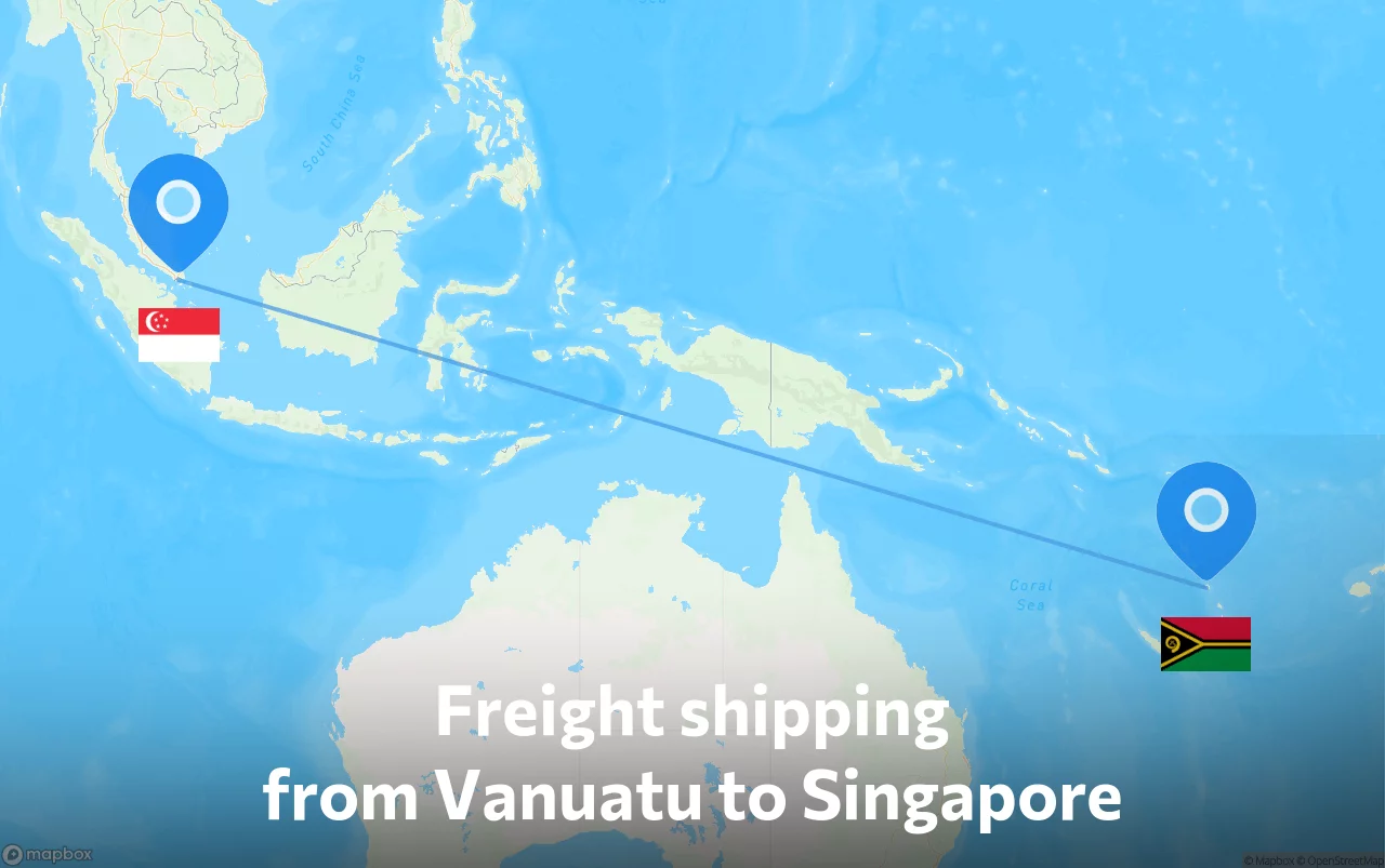 Shipping route from Vanuatu to Singapore