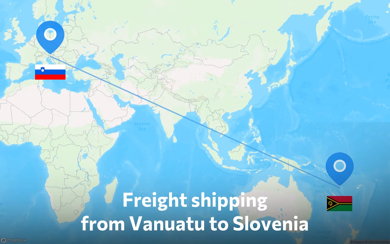 Shipping route from Vanuatu to Slovenia