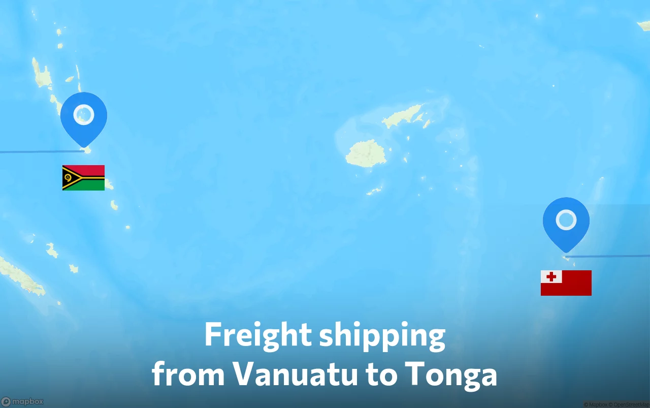 Shipping route from Vanuatu to Tonga