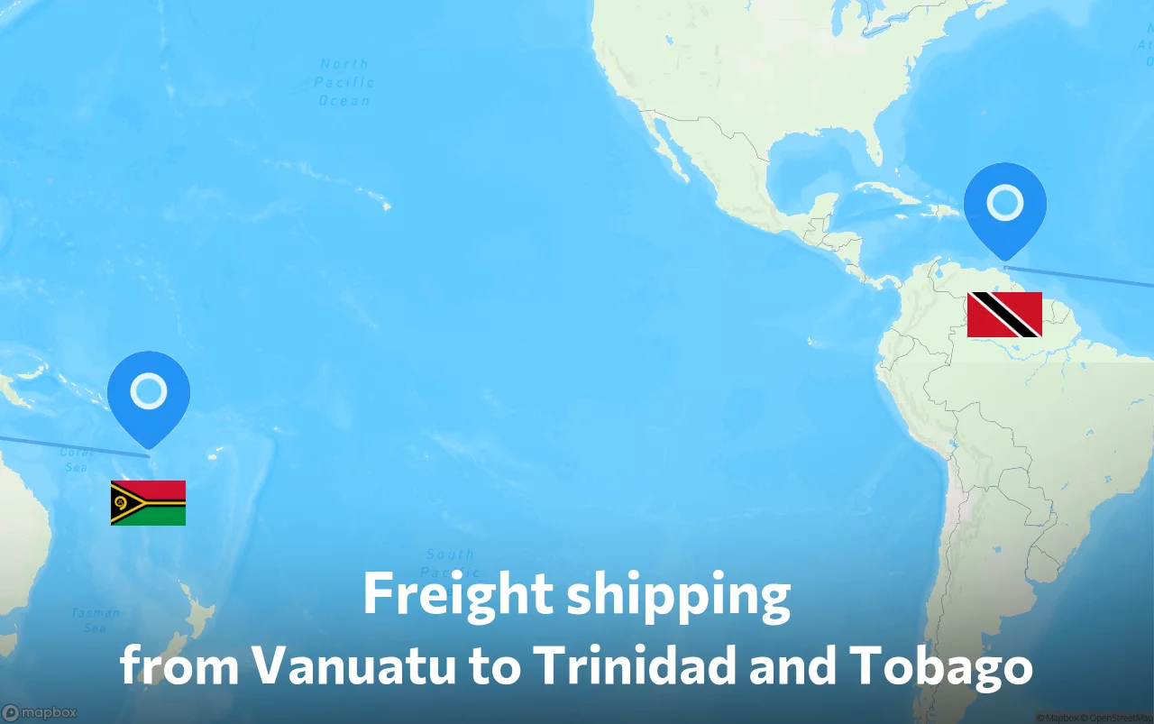 Shipping route from Vanuatu to Trinidad and Tobago