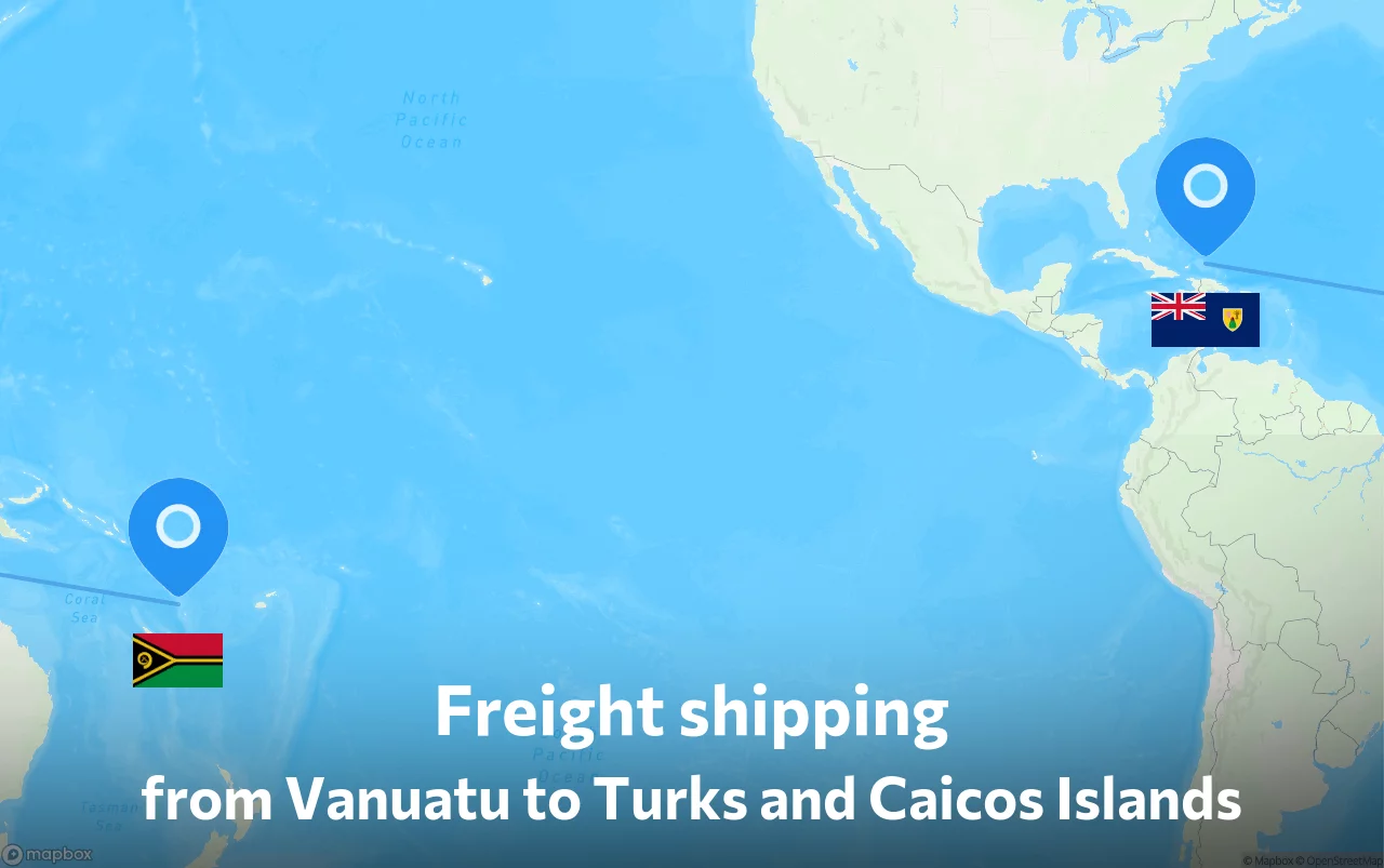 Shipping route from Vanuatu to Turks and Caicos Islands