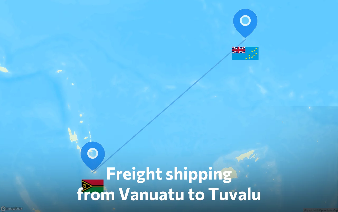 Shipping route from Vanuatu to Tuvalu