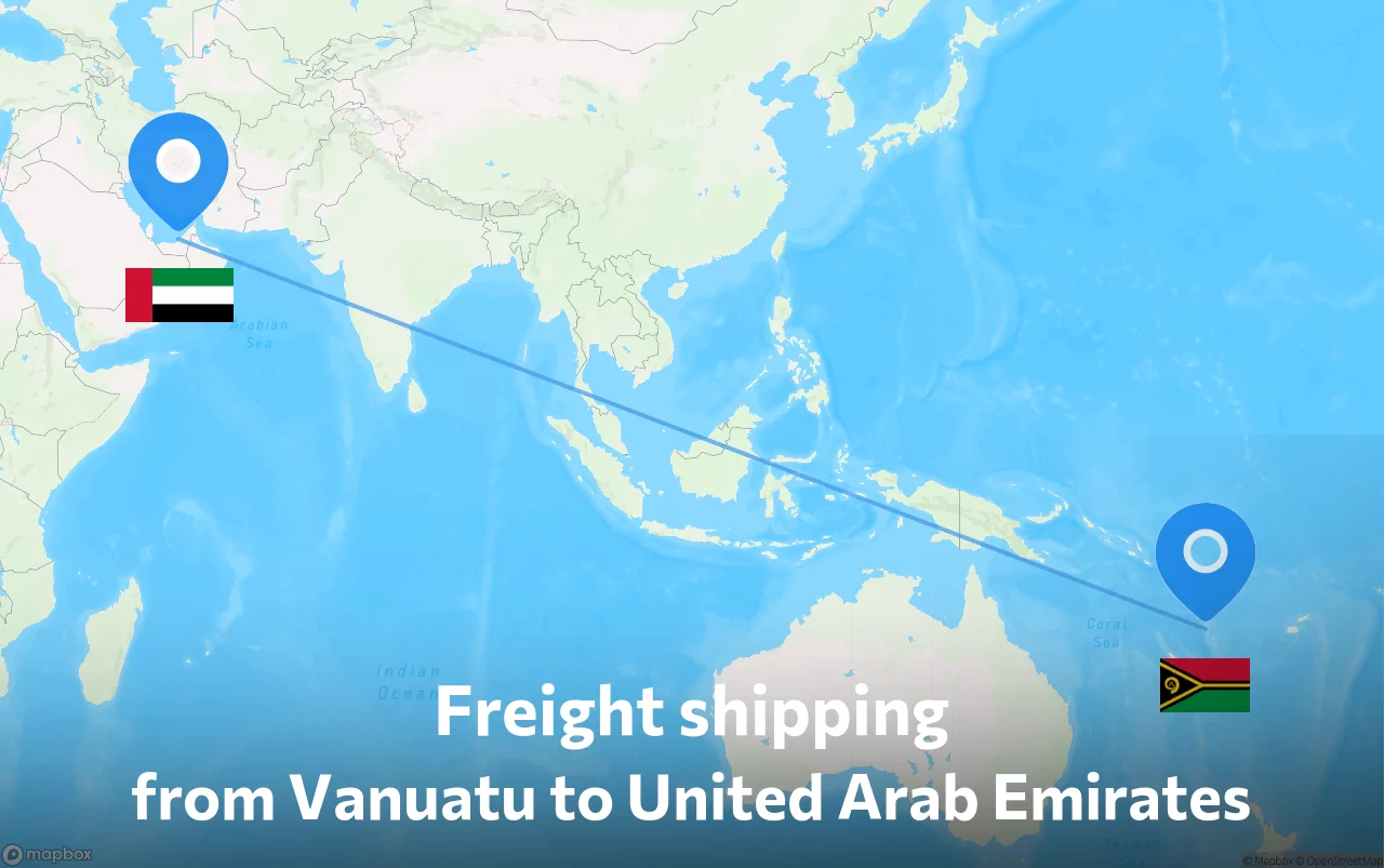 Shipping route from Vanuatu to United Arab Emirates