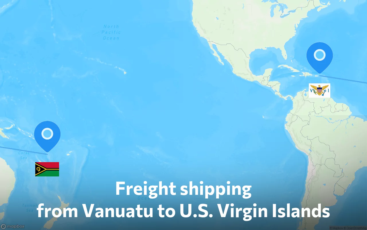 Shipping route from Vanuatu to U.S. Virgin Islands