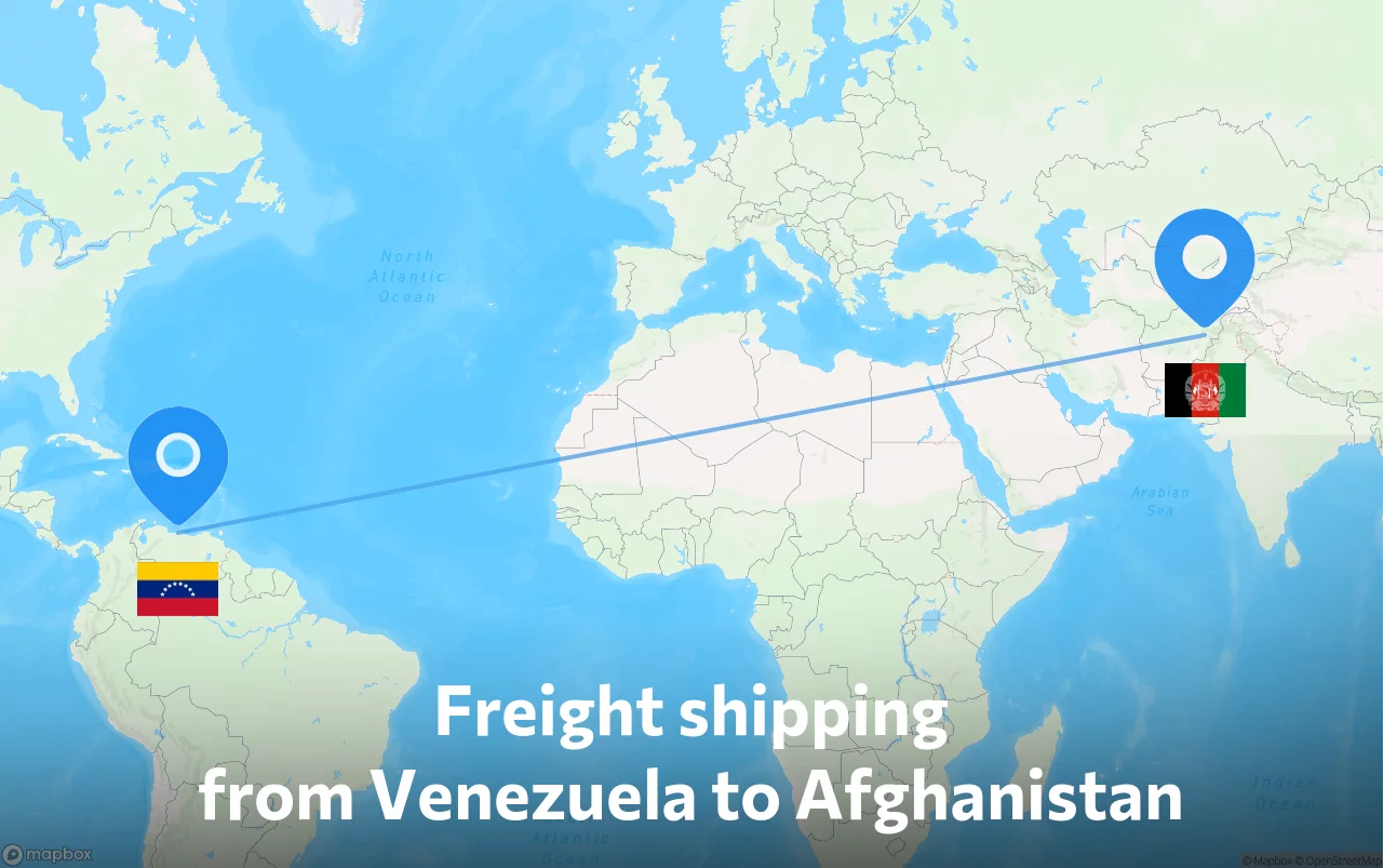 Shipping route from Venezuela to Afghanistan
