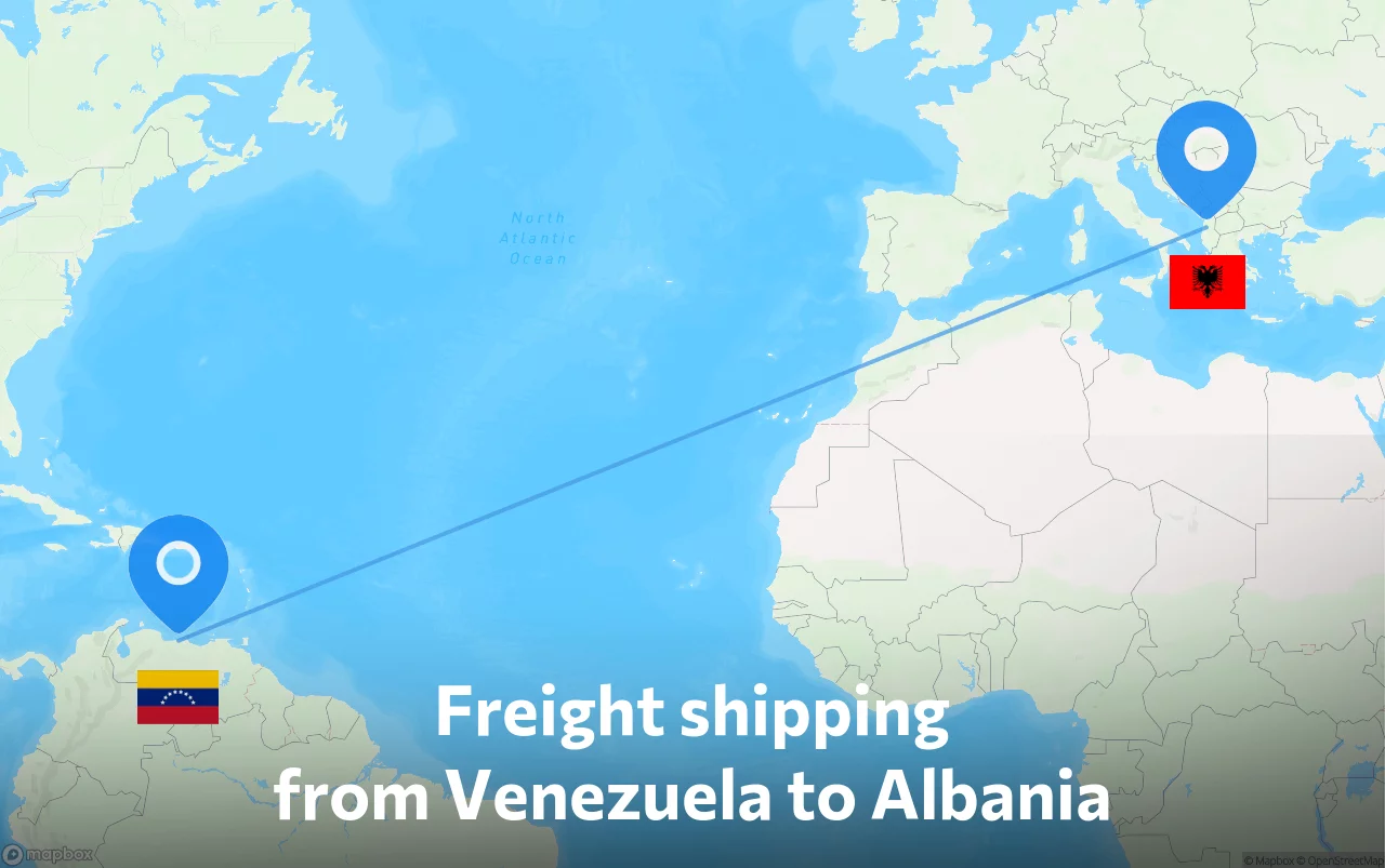 Shipping route from Venezuela to Albania