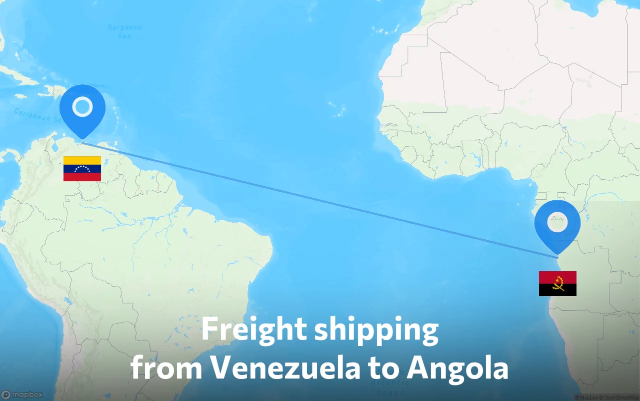 Shipping route from Venezuela to Angola