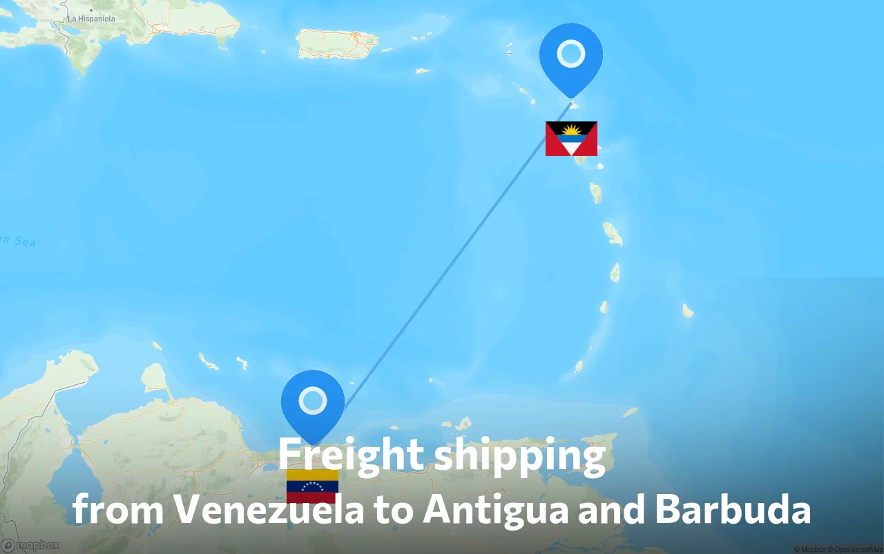 Shipping route from Venezuela to Antigua and Barbuda