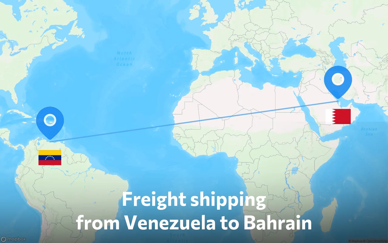 Shipping route from Venezuela to Bahrain