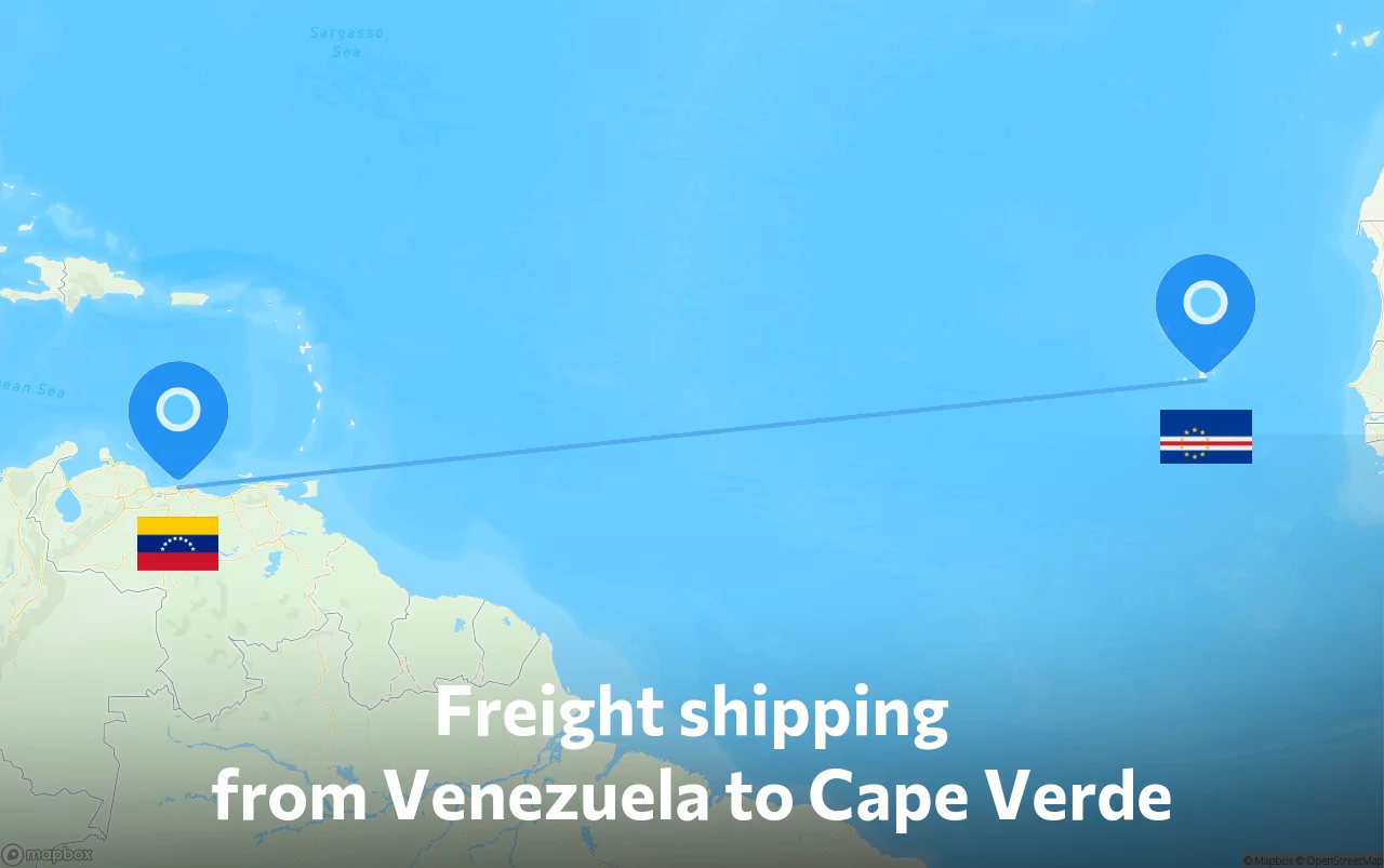 Shipping route from Venezuela to Cape Verde