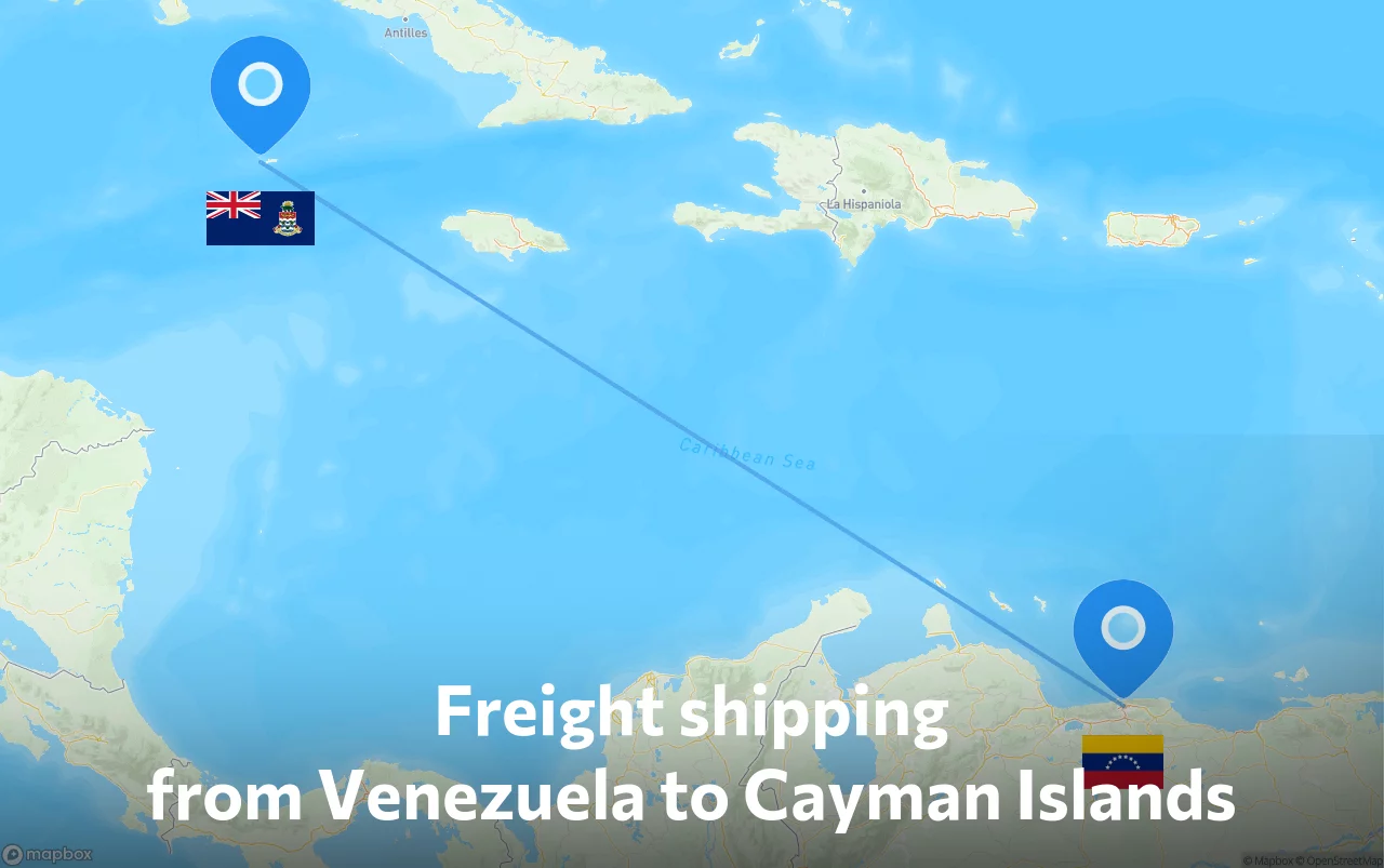 Shipping route from Venezuela to Cayman Islands