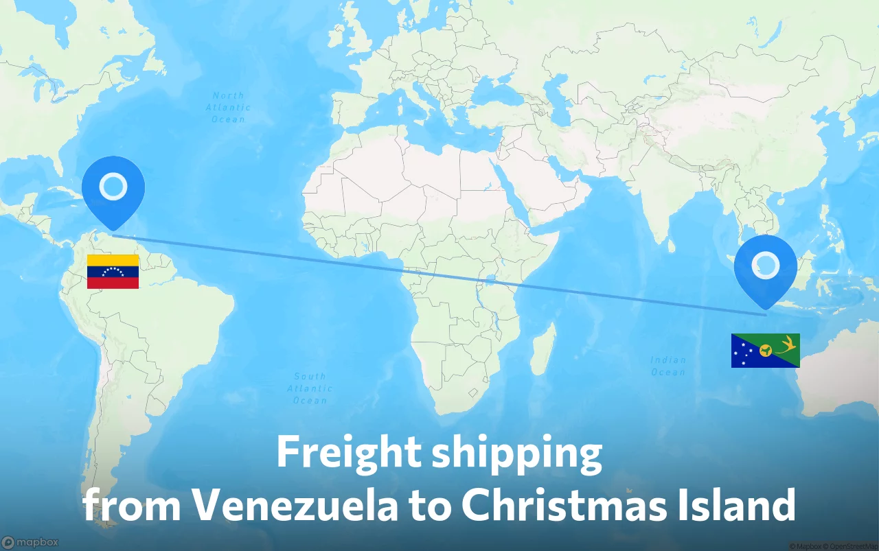 Shipping route from Venezuela to Christmas Island