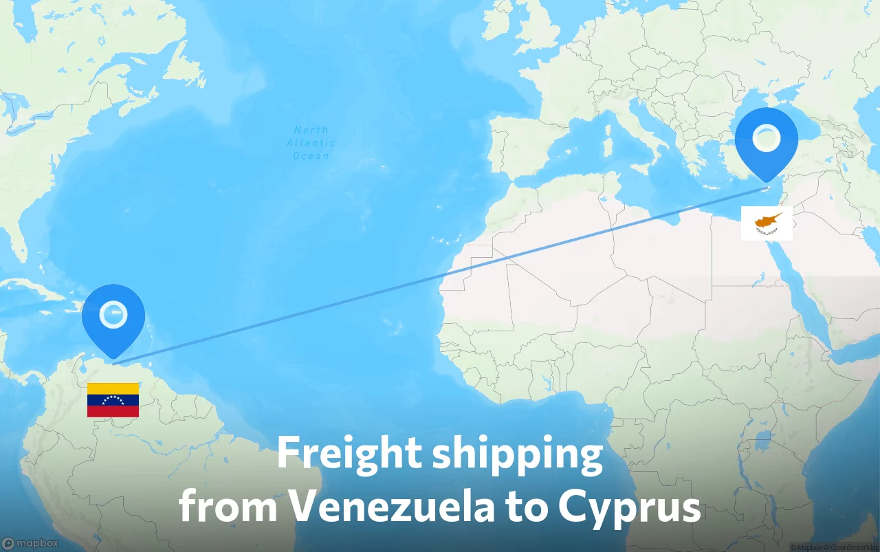 Shipping route from Venezuela to Cyprus