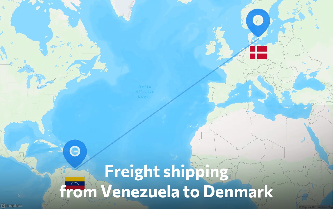 Shipping route from Venezuela to Denmark