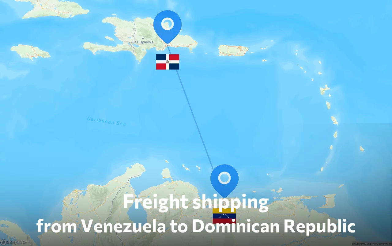Shipping route from Venezuela to Dominican Republic