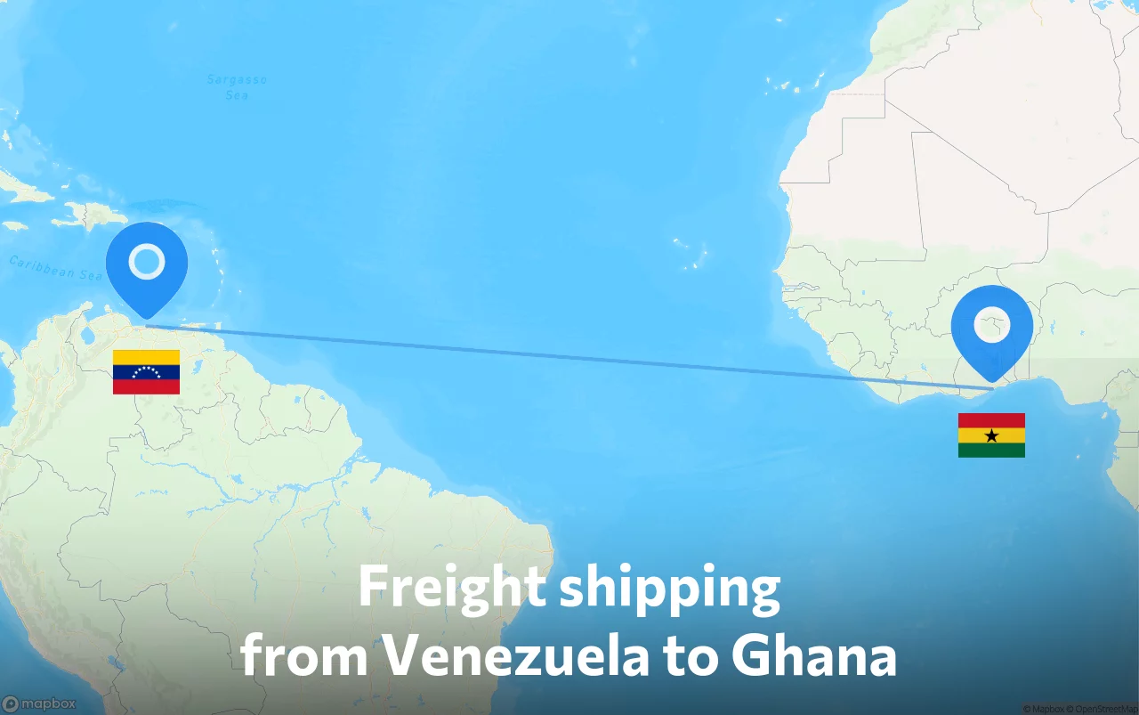 Shipping route from Venezuela to Ghana