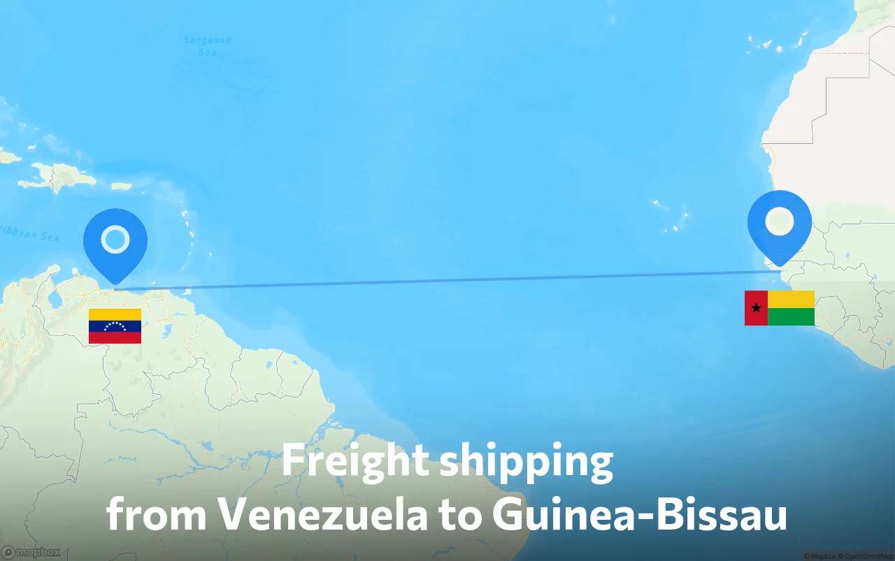 Shipping route from Venezuela to Guinea-Bissau