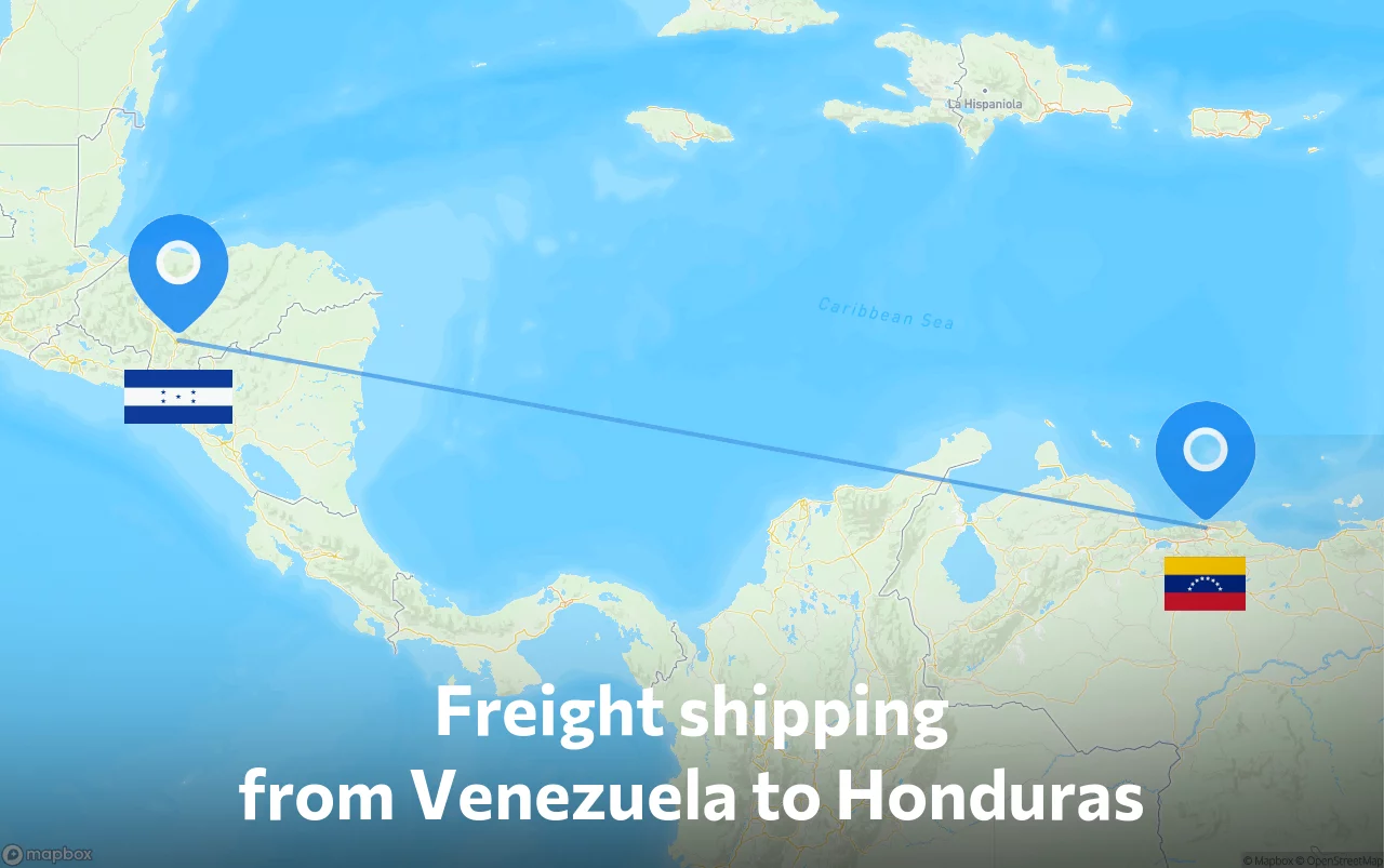 Shipping route from Venezuela to Honduras