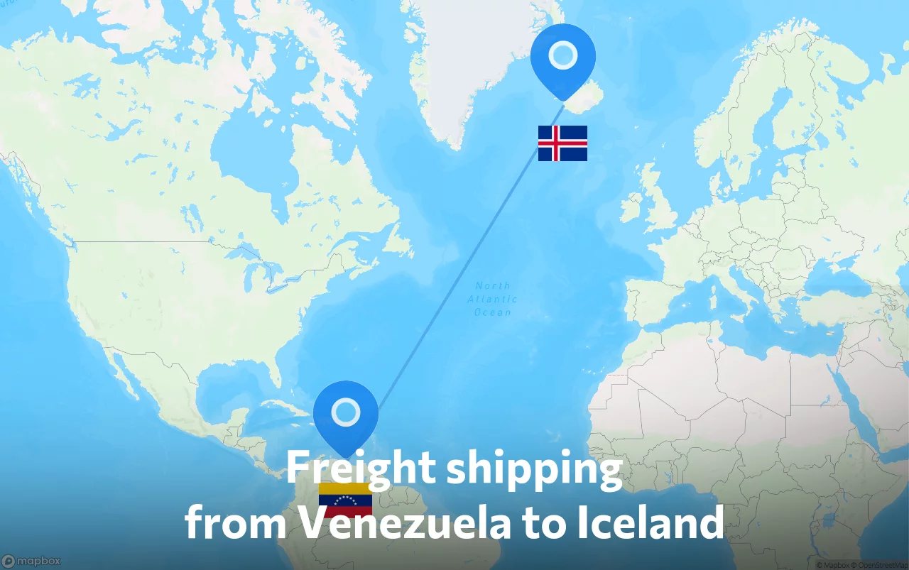 Shipping route from Venezuela to Iceland