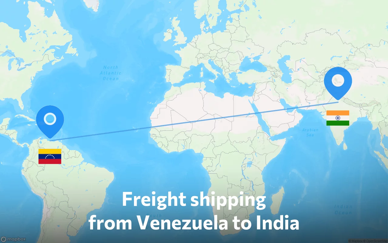 Shipping route from Venezuela to India