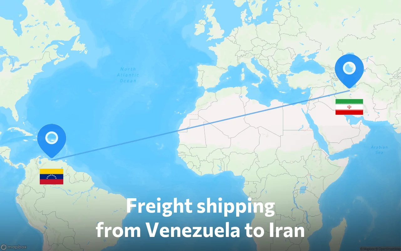 Shipping route from Venezuela to Iran